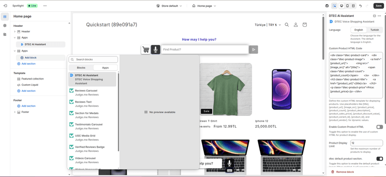 Uzantıyı Shopify Temanızda Yapılandırın